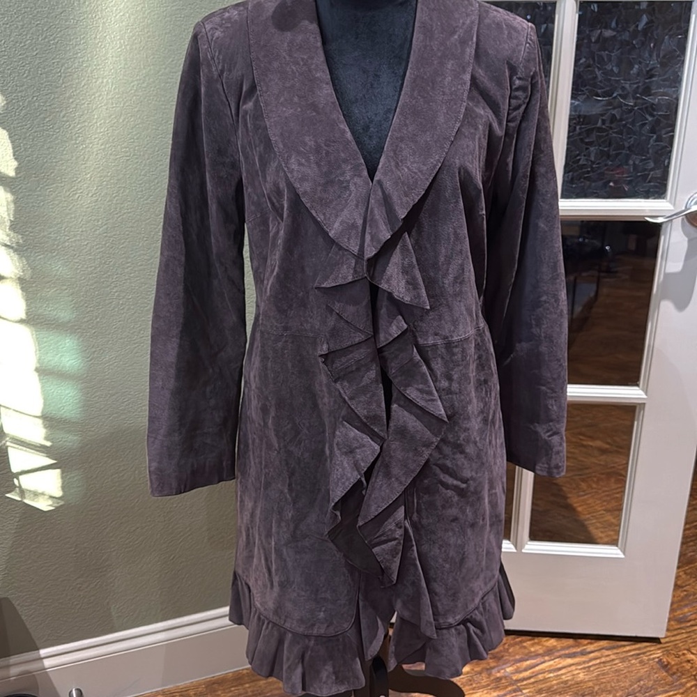 Dennis Basso 100% leather Suede coat